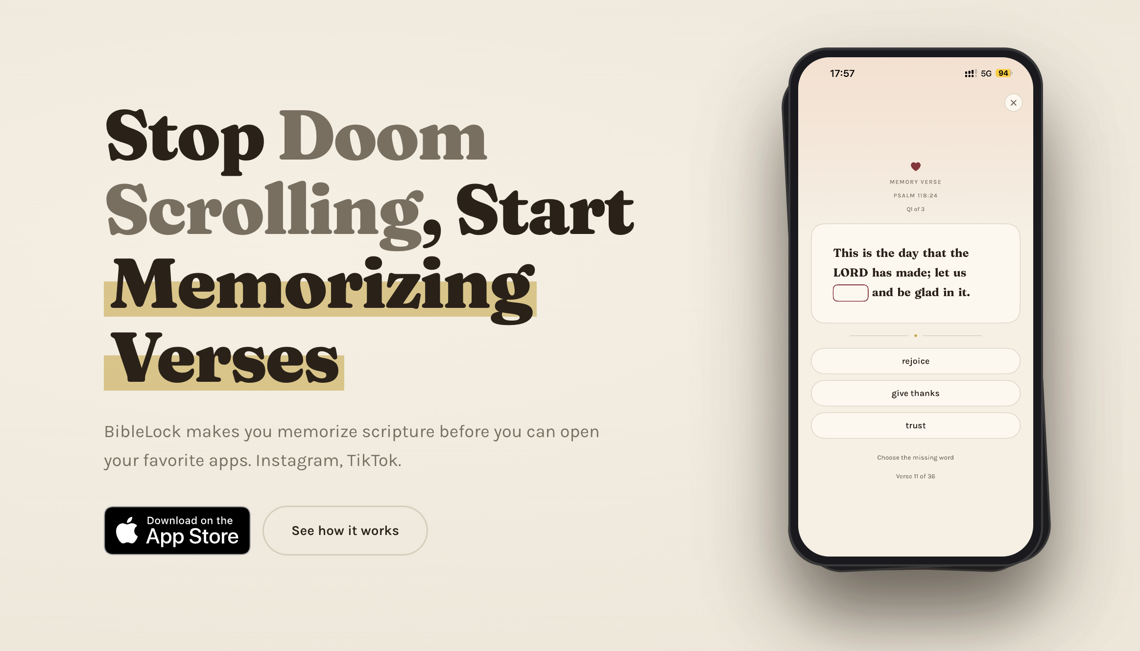 BibleLock: Stop Doom-Scrolling and Start Memorizing Scripture